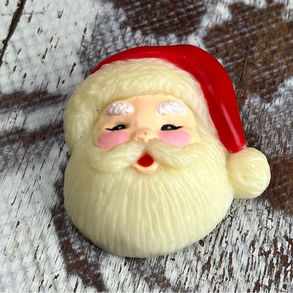 Vintage Jewelry - VINTAGE 70s 80s S Lehman Fun World Santa CLAUS Smiling Face Brooch Christmas Pin